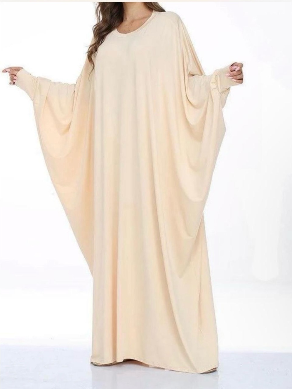 Source Unknown Cream Batwing Maxi Dress Abaya